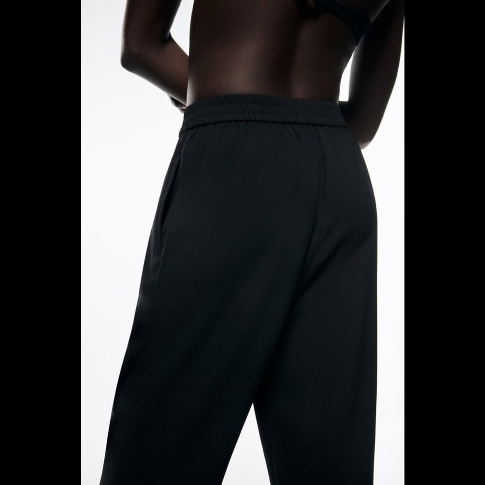 Zara Basic Collection Drawstring Waist Black Pant… - image 6